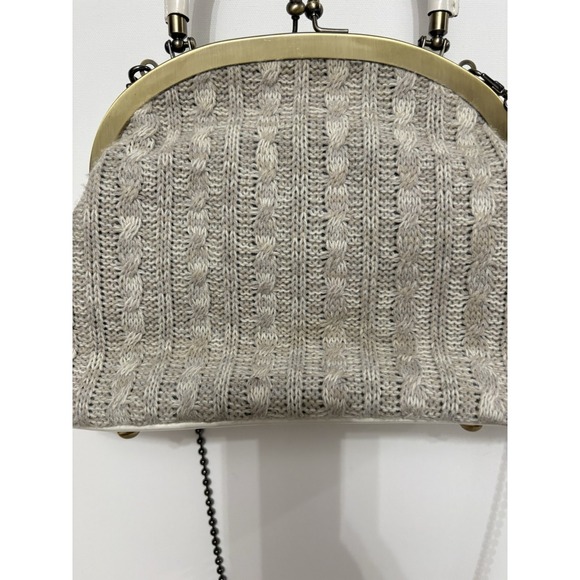 Patricia Nash Beige Cable Knit Kiss Lock Cross Body - Picture 4 of 9
